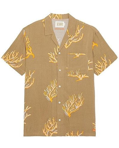 Scotch & Soda Allover Printed Viscose Short Sleeve Shirt - Multicolour