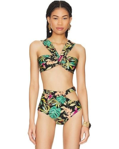 PATBO Tropicalia Off The Shoulder Bikini Top - Green