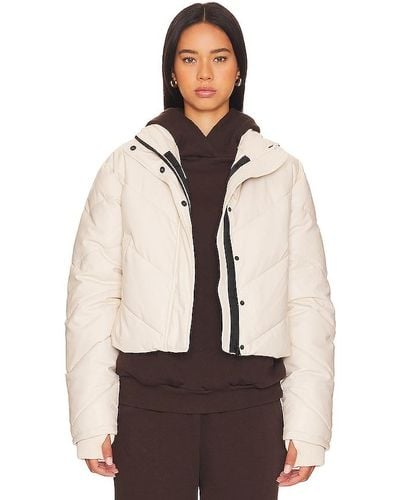 IVL COLLECTIVE Faux Leather Puffer Jacket - Natural