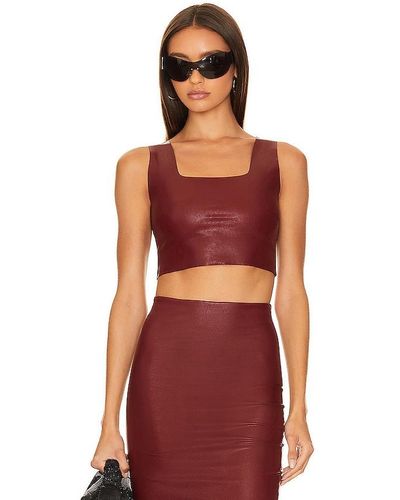 Commando Faux Leather Crop Top - Red