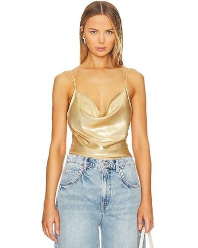 Free People X Intimately Fp Sunset Shimmer Woven Cami In Gold - Blue