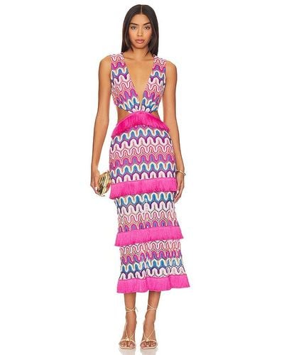 PATBO X Alessandra Ambrioso Crochet Cut Out Maxi Dress - Pink