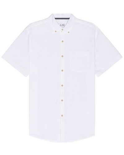 Original Penguin Cotton Crinkle Yarn Short Sleeve Shirt - White