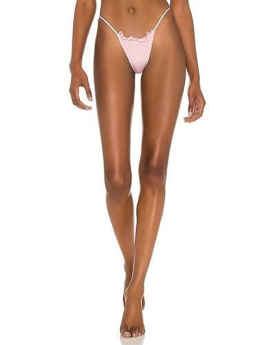 Indah Bali Solid Fixed Sides Ruched Bikini Bottom - Brown
