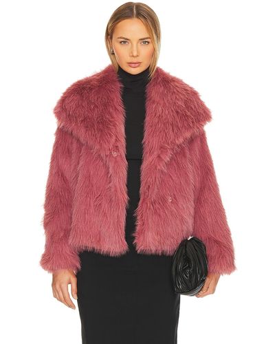 Astr Lynx Faux Fur Coat - レッド