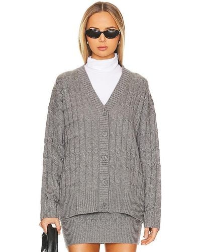 L'academie Daiva Cable Cardigan - Gray