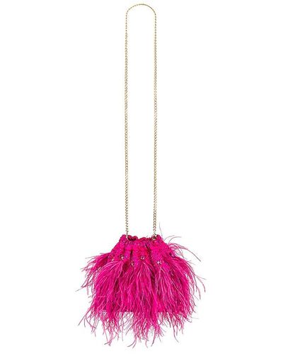 OLGA BERG Livvy Feather Pouch - Pink