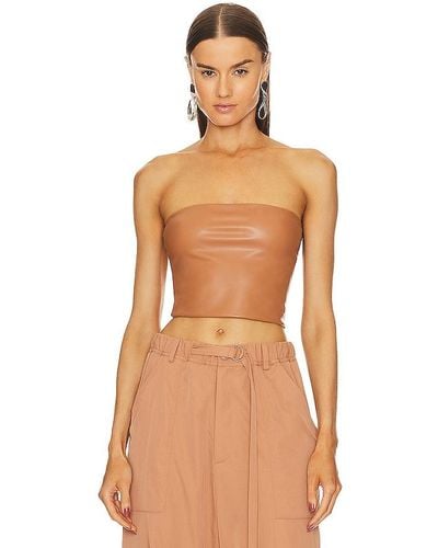 LAPOINTE Faux Leather Tube Top - Natural