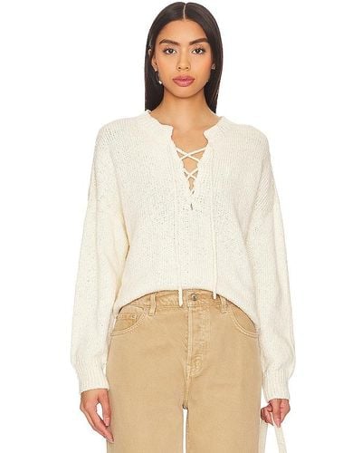 The Great The Lace Up Pullover - Natural