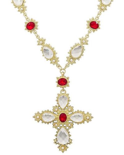 Amber Sceats Crystal Cross Necklace - Metallic