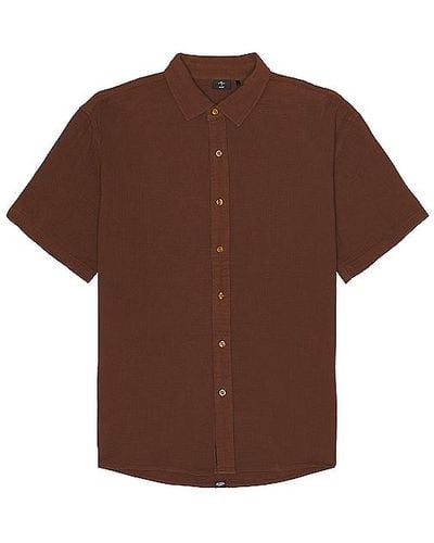 Thrills Minimal Seersucker Short Sleeve Shirt - Brown