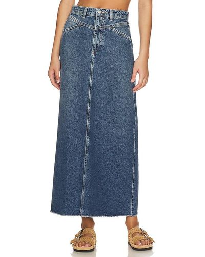 Free People JUPE LONGUE COME AS YOU ARE - Bleu