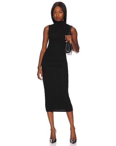 Enza Costa Silk Knit Sleeveless Twist Midi Dress - Black