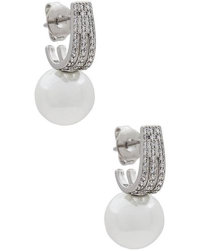 Shashi OHRRING CLASSIQUE PAVE PEARL - Weiß