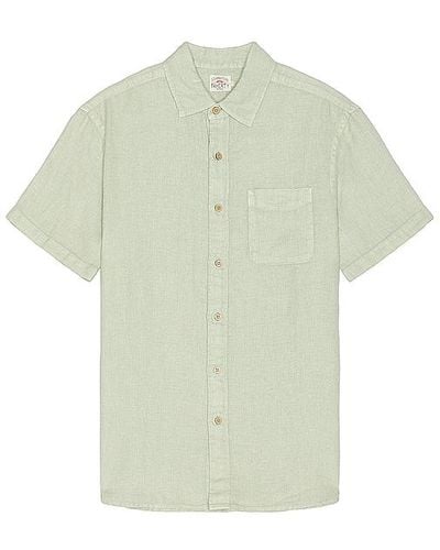 Faherty Short Sleeve Linen Laguna Shirt - Green