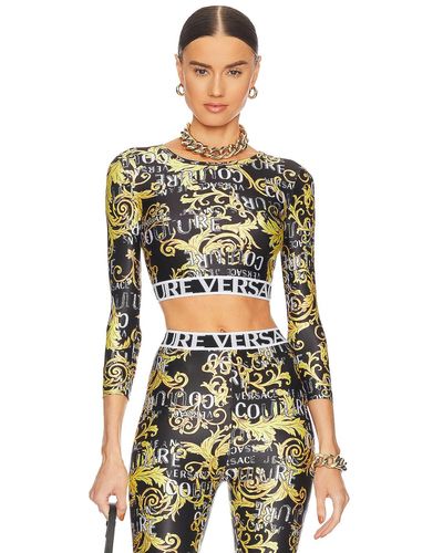 Versace Logo Couture トップ - ブラック