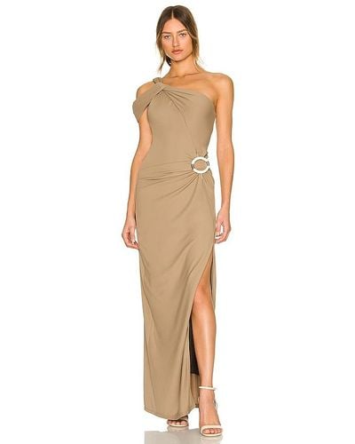 Nicholas Cory Asymmetric Twist Gown With Ring - Natural