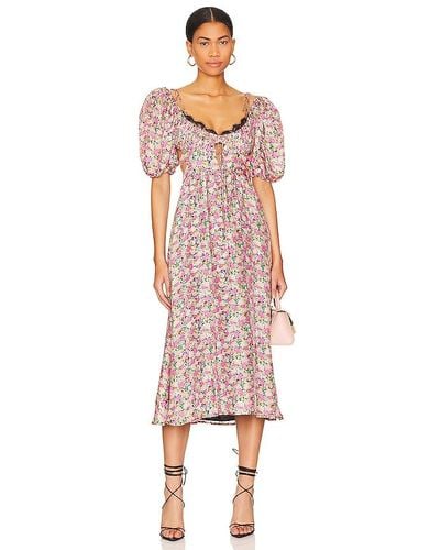 For Love & Lemons ROBE MI-LONGUE ISADORA - Rose