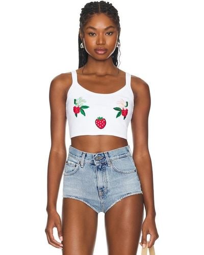 Fiorucci Embroidered Cropped Tank Top - Blue