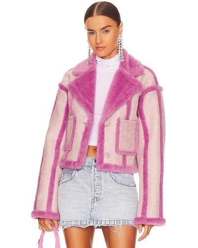 OW Collection Berlin Faux Fur Jacket - Pink