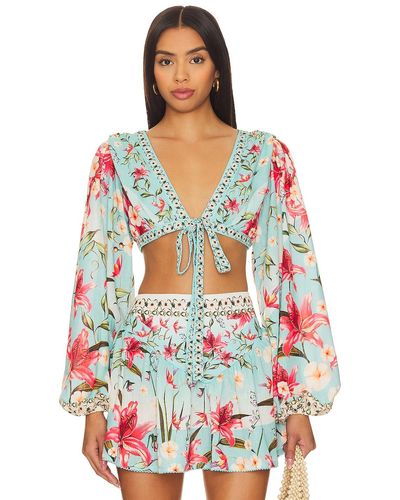 Agua Bendita X Revolve Klemen Tie Front Blouse - レッド