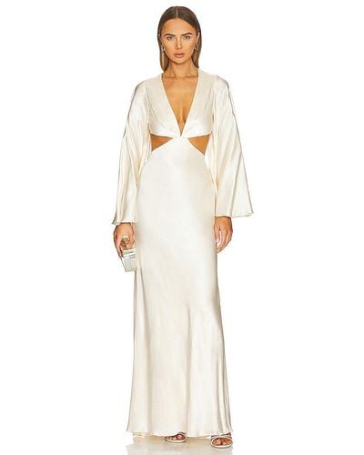 Shona Joy La Lune Flared Sleeve Open Back Maxi Dress - White