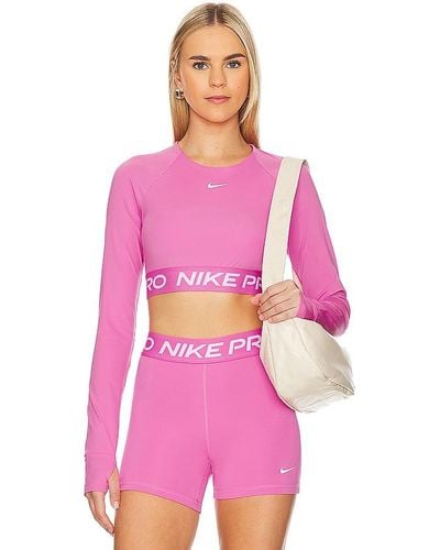 Nike Pro 365 Crop Long Sleeve Top - Pink