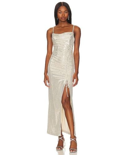 Line & Dot Glow Up Midi Dress - Metallic