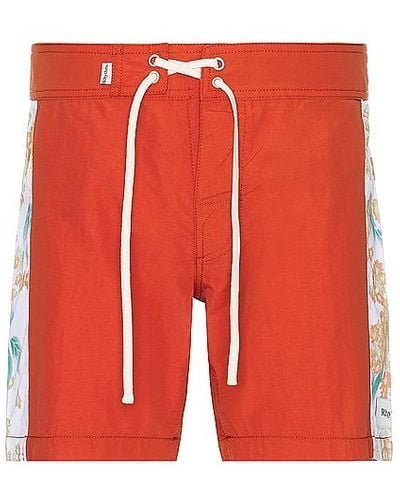 Rhythm Heritage Floral Stripe Swim Trunk - Red