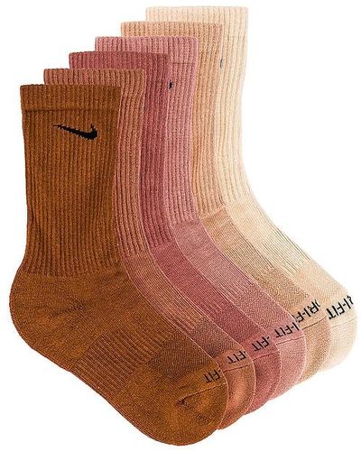 Nike 6 Pairs Training Crew Socks - Brown