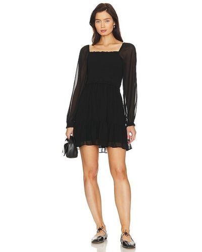 1.STATE ROBE SMOCKS ET VOLANTS MANCHES LONGUES in Black. Size S, XS. - Noir