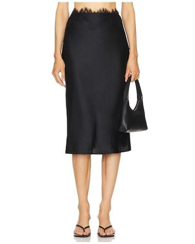 L'Agence Loyal Lace Trim Skirt - Black