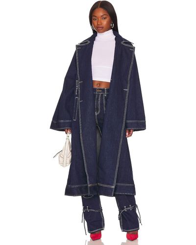 LPA Vivi Denim Trench Coat - Blue