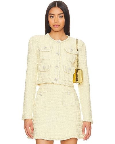 Self-Portrait Textured Knit Jacket - Natural