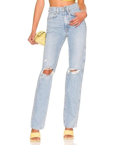 GRLFRND JEAN SLIM DROIT SUPER TAILLE HAUTE SARA - Bleu