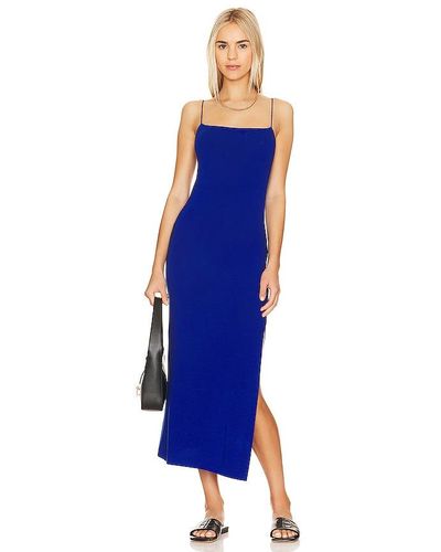 Enza Costa Side Slit Maxi Dress - Blue