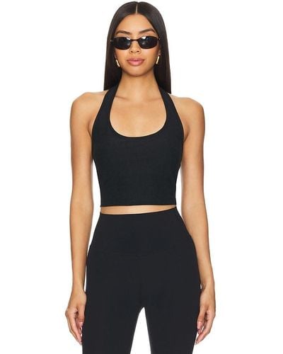 Beyond Yoga Spacedye Well Rounded Cropped Halter Tank Top - Black