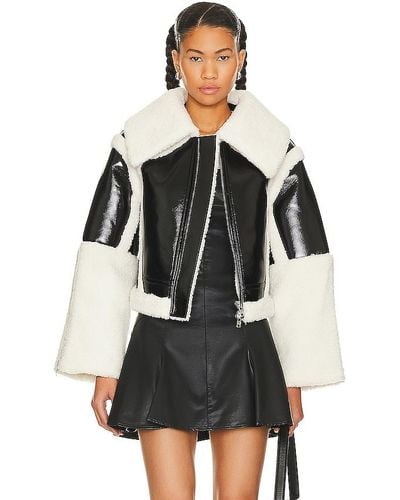 h:ours Lalita Faux Shearling Leather Jacket - Black