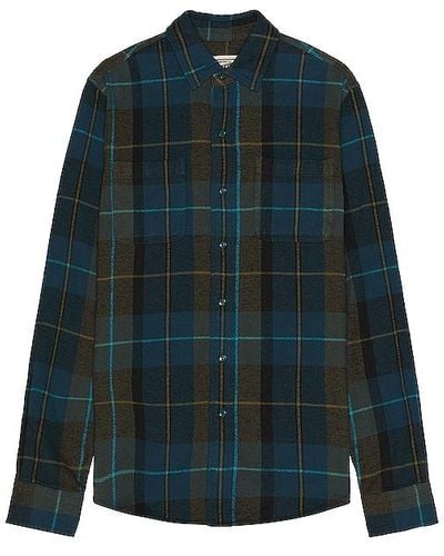 Schott Nyc Plaid Cotton Flannel Shirt - Blue