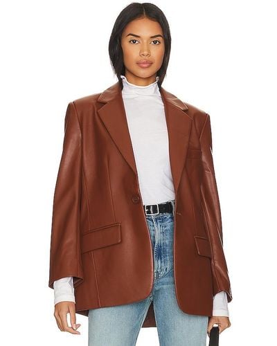 Steve Madden Imaan Faux Leather Blazer - Brown
