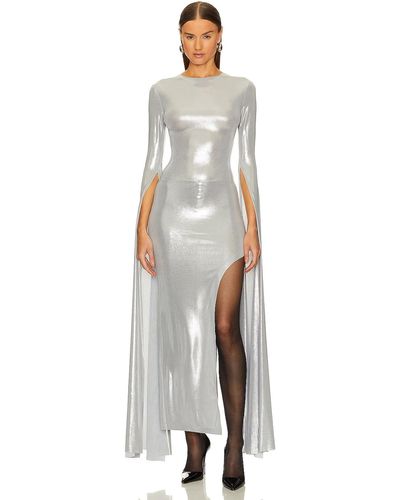 Norma Kamali Open Back Ribbon Sleeve Wide Slit Gown - ホワイト