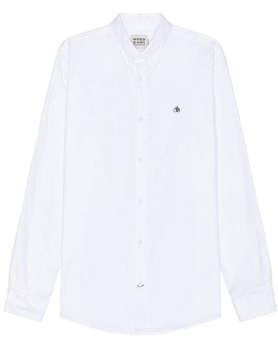 Scotch & Soda Organic Oxford Long Sleeve Shirt - White