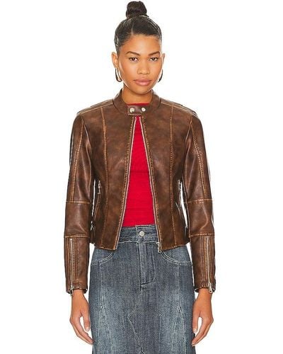 superdown Steph Faux Leather Moto Jacket - Red
