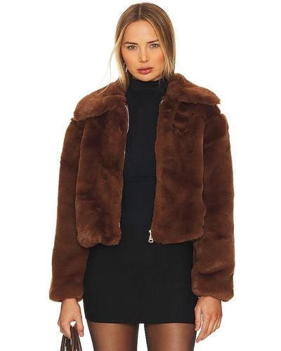 Steve Madden Juniper Faux Fur Coat - Brown