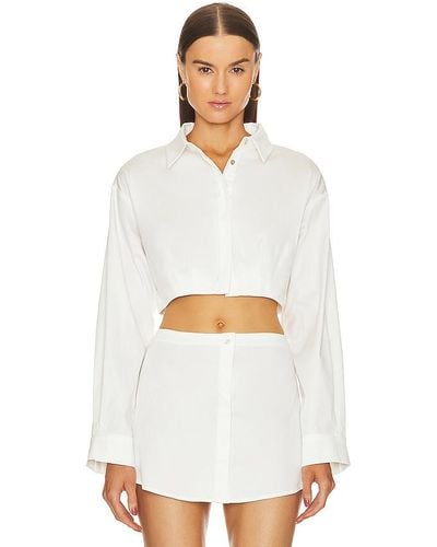 OW Collection Camisa recortada bella - Blanco