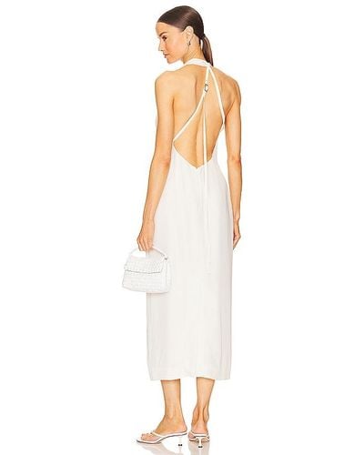 St. Agni Asymmetrical Belt Back Dress - White