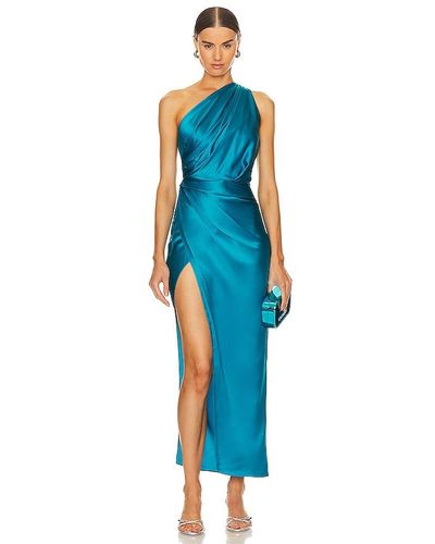 The Sei Asymmetric Drape Midi Dress - Blue