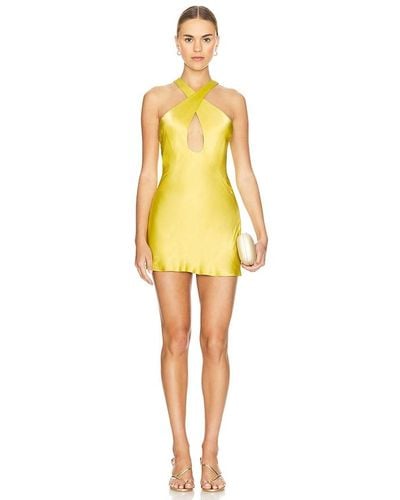 Shona Joy Sofia Cross Front Cut Out Mini Dress - Yellow