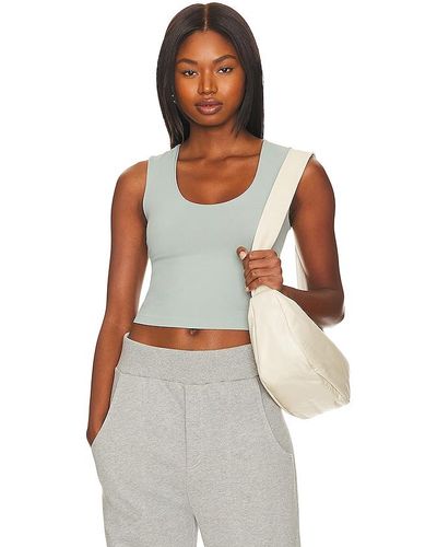Free People X Intimately Fp Clean Lines Muscle Cami In Iceberg Green - White