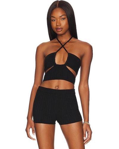 h:ours Sinclair cropped top - Negro